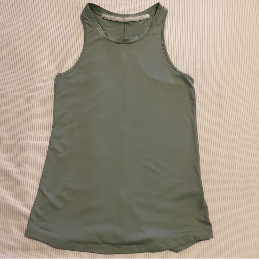 green Nike dri-fit one luxe slim fit tank top